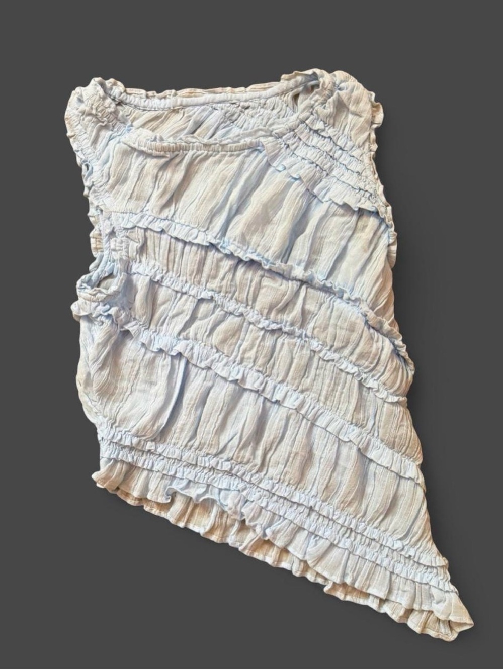 Free People Light Blue Ruffled Sleeveless Blouse